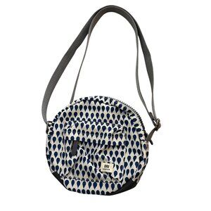 Ori London Paddington Crossbody purse in Denim Rain blue white gray